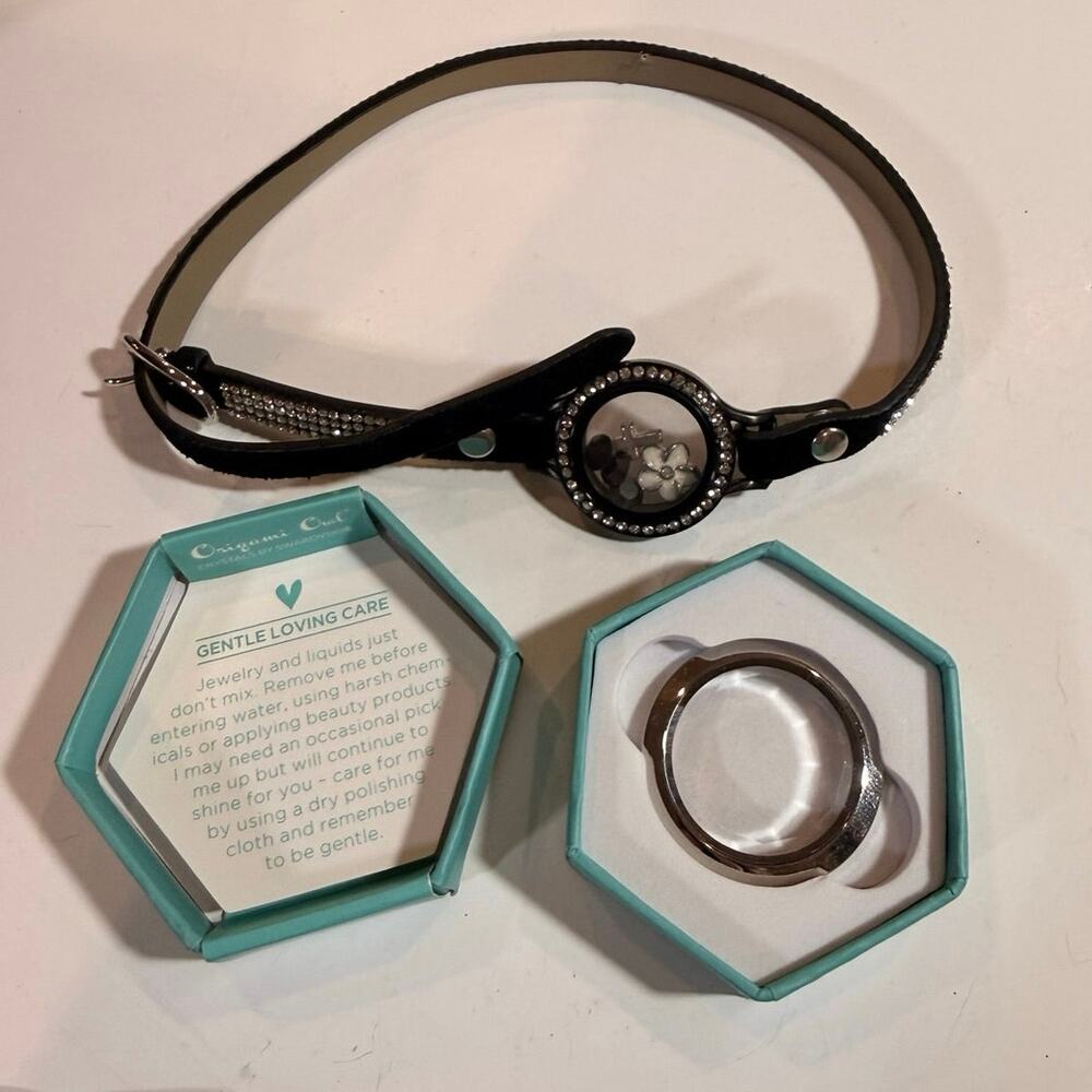 Origami Owl Pendant Choker Necklace And Crystal Living Locket Face Set